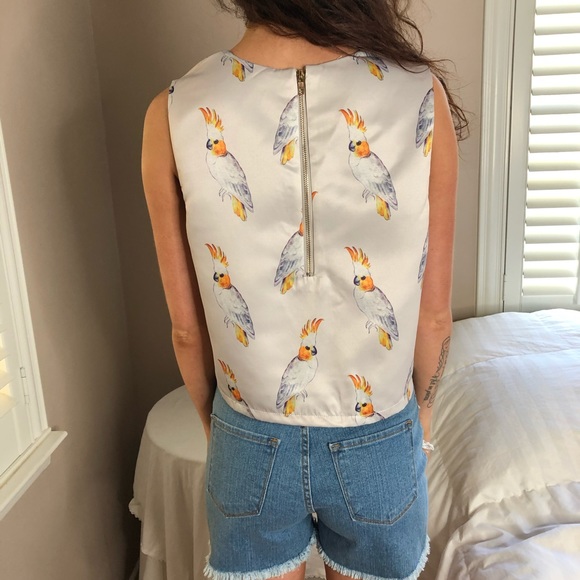 3 LEFT M-XL Chic Art Cockatoo Bird Lined Tank Top - Picture 4 of 4